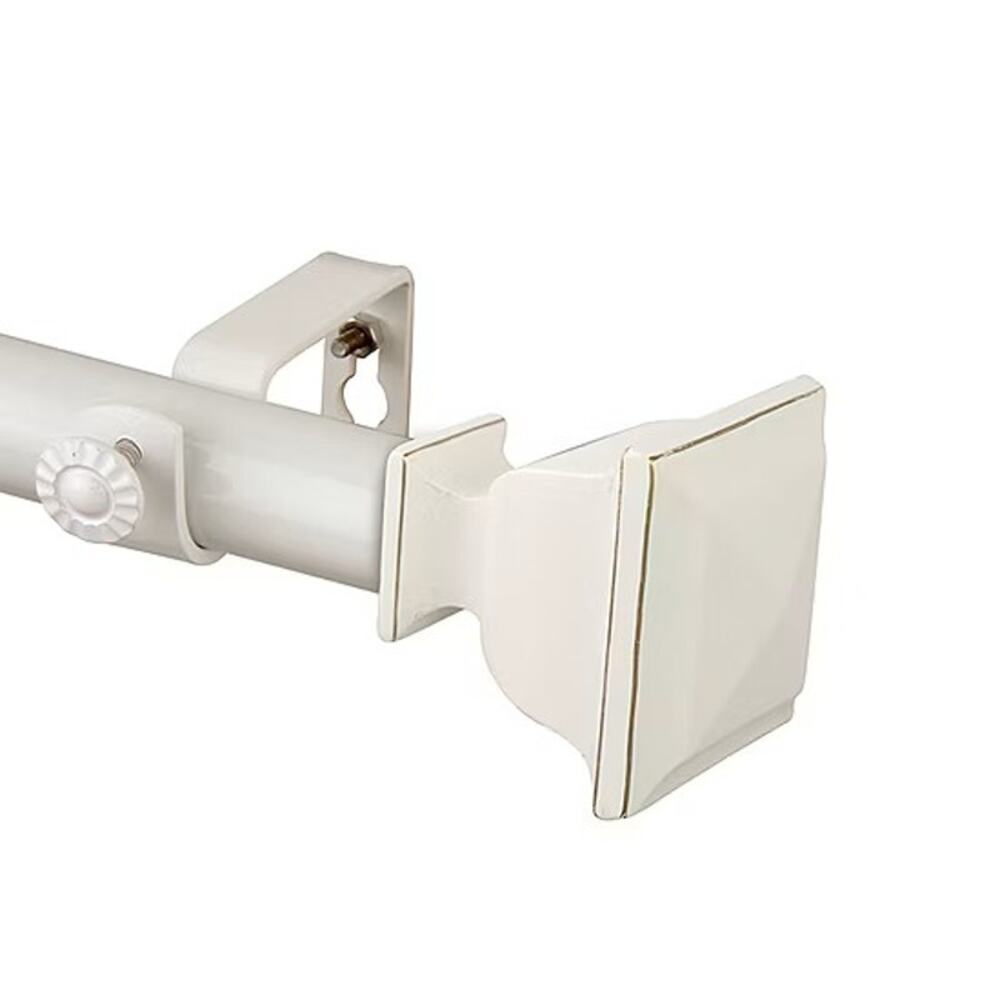 Rod Desyne Romeo 1 in Adjustable Single Curtain Rod White 66 to 120 in